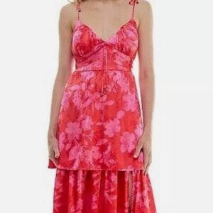 Crystal Doll Red Floral Maxi Dress